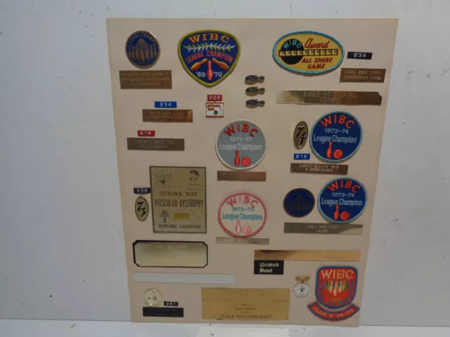 Clean Vintage Mounted 1960s 1970s  WIBC Patches, Lapel Pins & Plaques FREE SHIP
