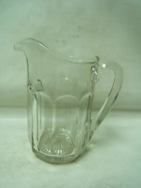 Vintage Paneled Glass Pitcher Heavy 50 oz 8" Tall Very Good Condition