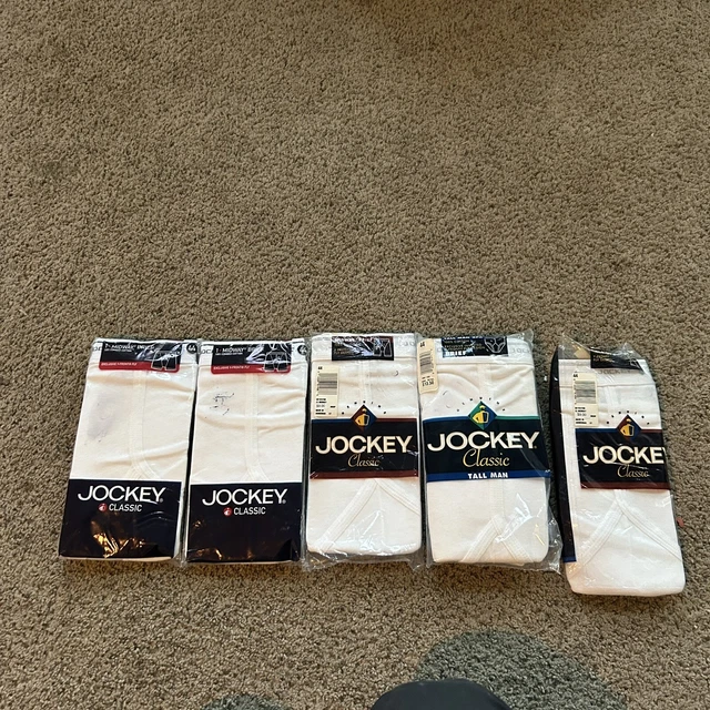 Vtg JOCKEY Front Briefs Tall Man 44 Full Rise Combed Cotton White 5 pair new Vtg JOCKEY Front Briefs Tall Man 44 Full Rise Combed Cotton White 5 pair new