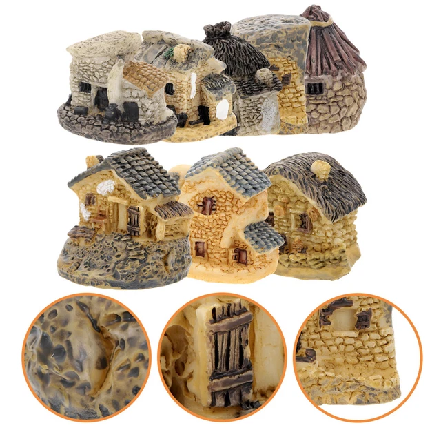 8 Pcs Santa Statue Resin Small House Mini Dollhouse Accessories Christmas
