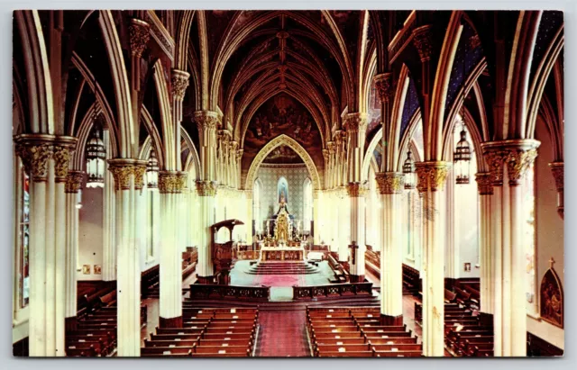 Interior~Sanctuary of Sacred Heart Church University Notre Dame~Vintage Postcard