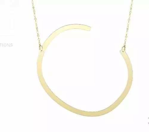 14K Gold Large Initial C Necklace