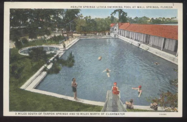 Postcard WALL SPRINGS FL  Health Springs Lithia Swimming Pool Aerial view 1930's