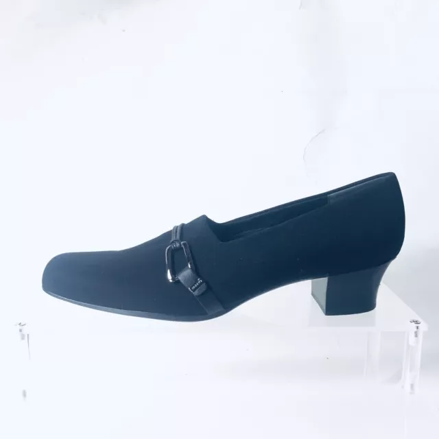 Munro Cindi Slip On Shoes Heels Loafers Black Fabric + Embellishment 10.5 N