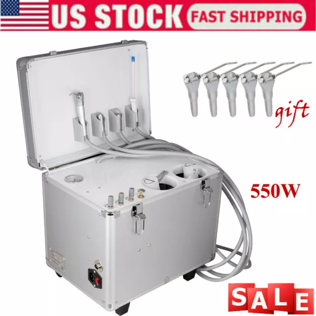 USA Dental Rolling Case Delivery Unit /3-Way Syringe /Suction System 4 Holes UPS