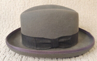 Capas Design Gray Black Wool Godfather Fedora Hat Mens M Satin Lined