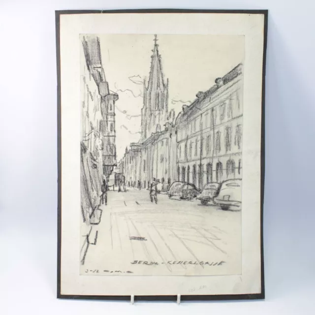 Giorgio Matteo Aicardi pastel drawing street scene 20th Century Italian #46