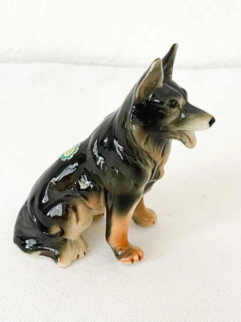 Vintage Collectible Bone China German Shepherd Figurine, Taiwan