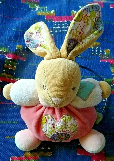 Db3/ Lot De 2  Doudou Boule Kaloo Lapin Rose Coeur Vert Fleur Grelot Ttbe