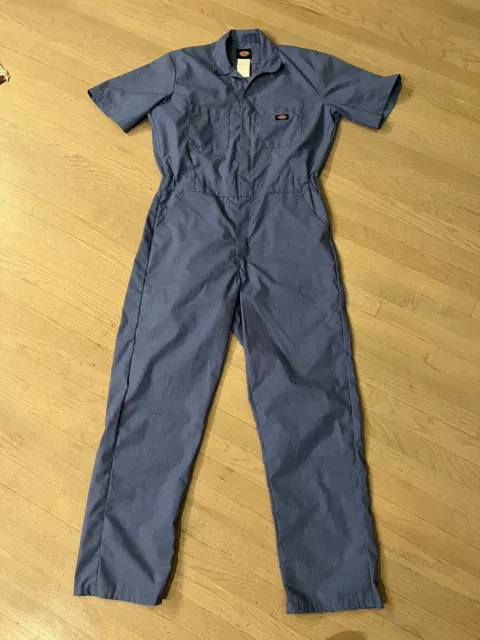 Dickies Mens Workwear Coveralls Jumpsuit Short Sleeve Blue Size Large