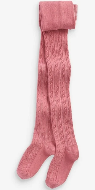 BNWT Next Baby Girls pink Cable Tights 12-18 Months