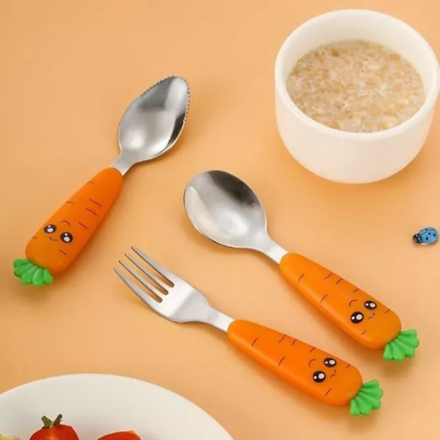 Baby Spoon Kids Fork Food Feeding Spoon Toddler Cutlery Eat Training Dinnerware