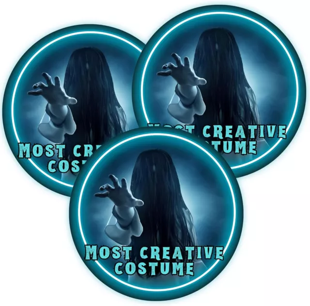 Most Creative Costume Halloween Contest Prize Sticker Winner Button - Pack of 3