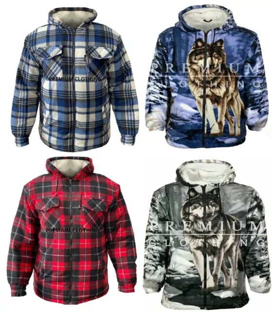 Mens Womens Hooded Fur Sherpa Fleece LUMBER Jacket Thermal EXTRA Thick Warm JBC8
