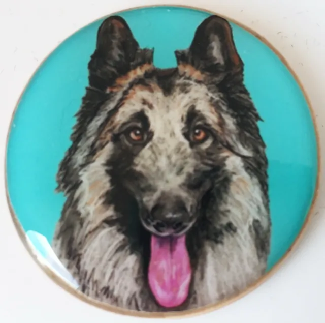 Belgian Tervuren Dog Original Art Brooch Pin