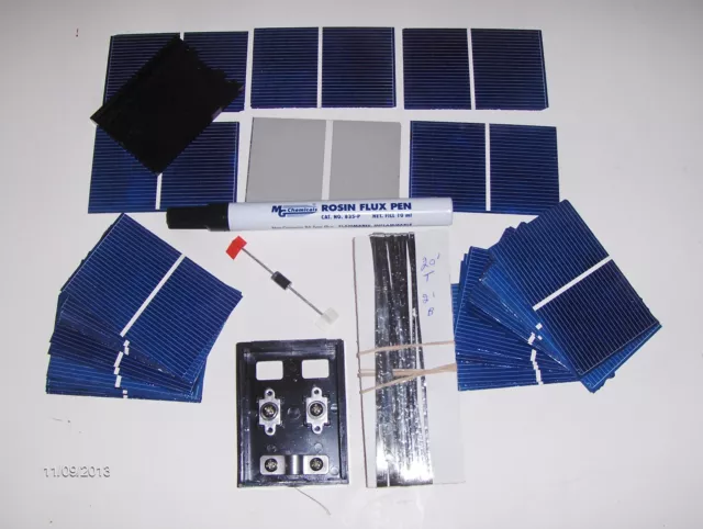 Solar cells diy kit 20 watt  solar panel kit cells, wires, jbx, flux pen, diode