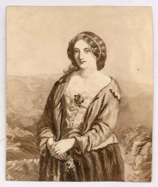 English School 19th Century Watercolour - Portrait of a Lady 2