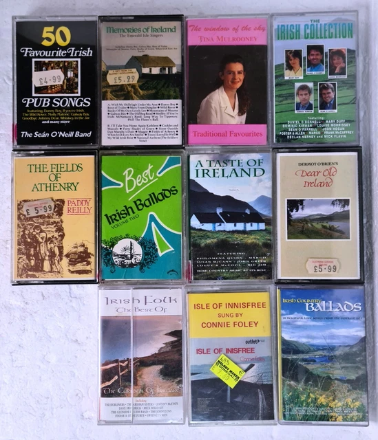 11 IRELAND ☘️ IRISH Music COMPACT CASSETTES Audio Tapes 🎼 1980s Various Artist EUR 28,67
