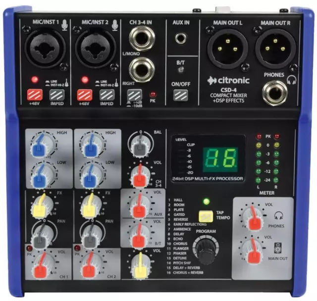 4 Canal Compacto Mesa de Mezclas Con Dsp / BT - CSD-4