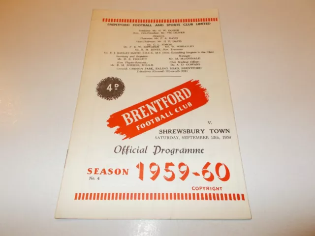 Brentford v Shrewsbury 59/60