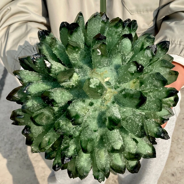10.9LB New Find Green Phantom Quartz Crystal Cluster Mineral Specimen Healing 3