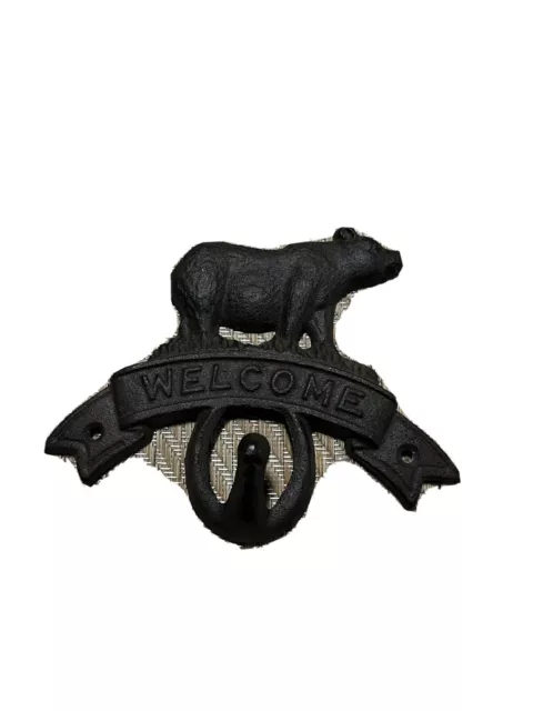 Bear Cast Iron Coat/Hat Hook "Welcome"  6" x 7"
