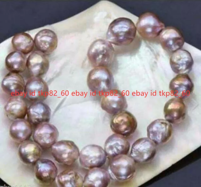 Huge 14-16mm Natural South Sea Pink Purple Baroque Kasumi Pearl Necklace 18-22'' 3