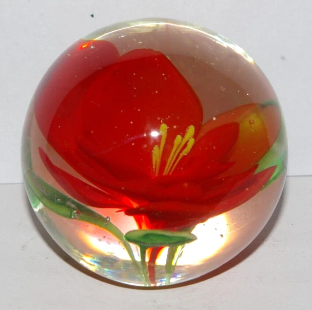 boule  sulfure presse papiers avec fleur