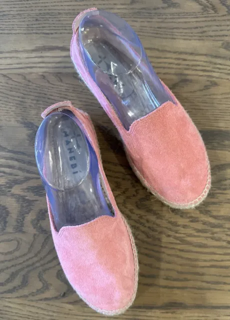 Manebí Suede Double Sole Espadrilles Hamptons Slip On Womens EU 38 US 8 Pink