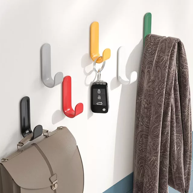 6× Towel Hooks Door Hanger Self Adhesive Wall Mount Hat Key Hanger Holder  Clips