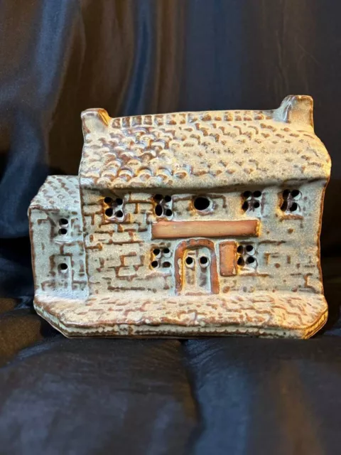 Unique House Tea Light Holder Glazed Ceramic Pottery Cottage Candle Ornament