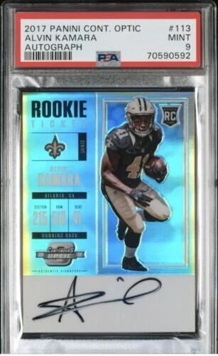 ALVIN KAMARA RC  - 2017 Panini Contenders OPTIC Rookie Ticket AUTO Blue PSA 9