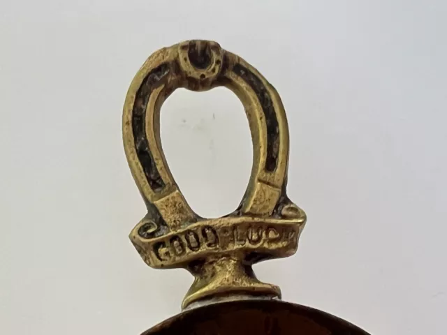 Antique Brass Souvenir Tea Caddy Spoon Good luck Horseshoe 7.5 cm's