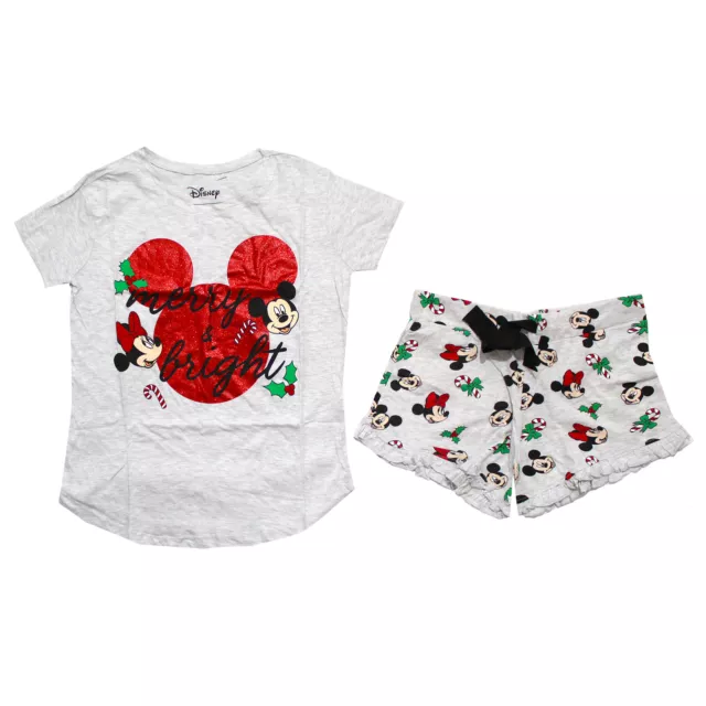 Disney Ladies Womens Minnie Mickey Mouse Short Pyjamas Set Size XS-XL Christmas