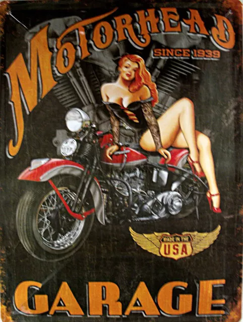 Motorhead Plaque Route 66 Calendrier Biker 40cmx30cm Sexy Pin Up Métallique