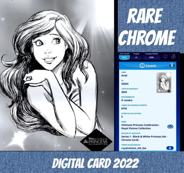 Topps Disney Collect Rare ariel ultimate princess royal Chrome 2022 Digital