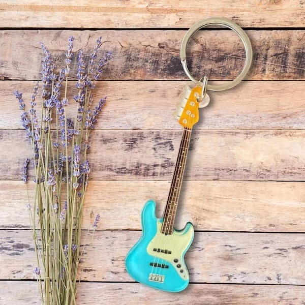 Porte-clés guitare Fender American Pro Jazz Bass Blue 3