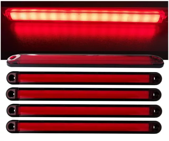 4x Feux de Gabarit Position Arrière 12-24V LED Rouge Effet Néon Camion Camper