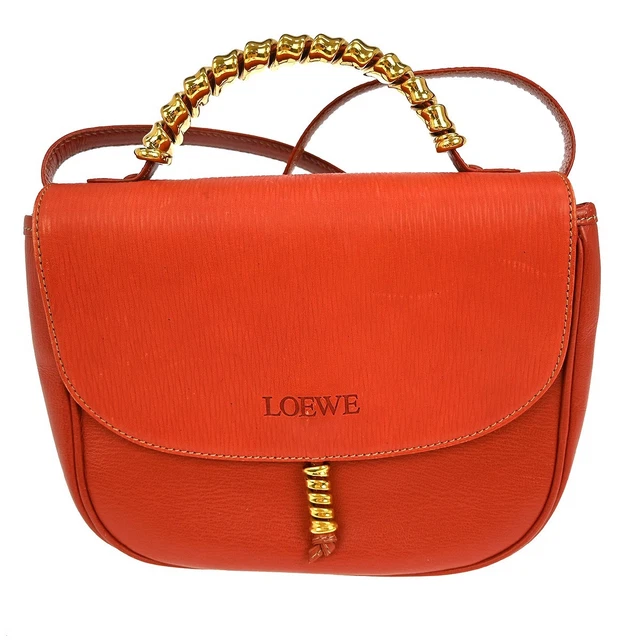 LOEWE VELAZQUEZ 2WAY Handbag Shoulder Bag Suede Leather Gold