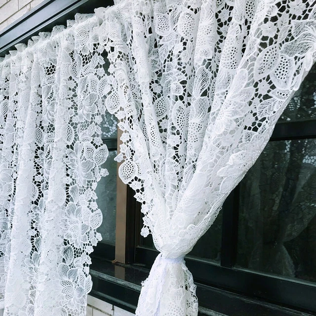 Dentelle Maille Rideau Voile Tour de Lit Lambrequin Filet Rétro Ruffles Fenêtre