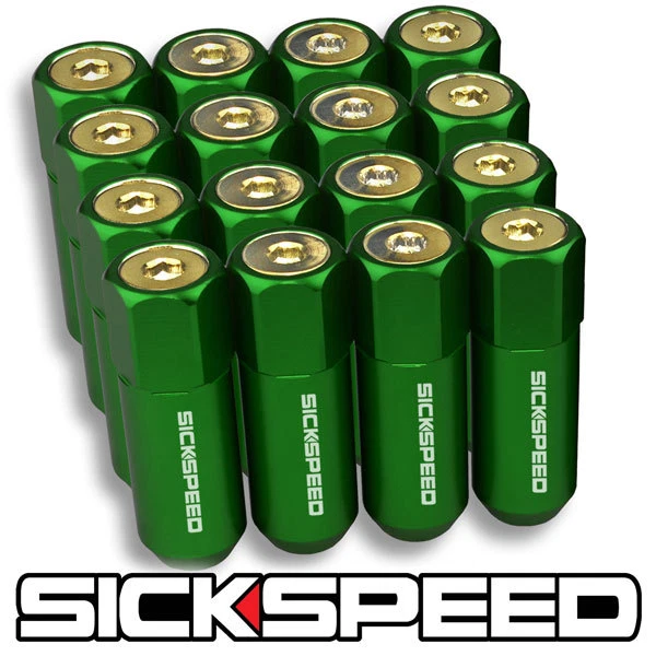Sickspeed 16 PC Vert / 24K Doré Mancheron Aluminium 60MM Étendu Écrou Écrous 1/