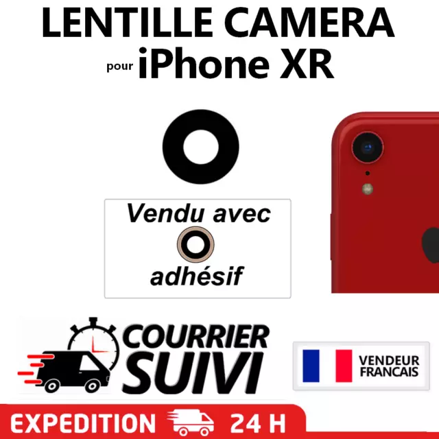 Lentille vitre arrière caméra + adhésif pour iPhone XR appareil photo Lens