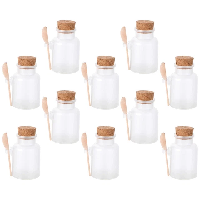 10 botellas de sal de baño madera clara lata de sal de baño pala