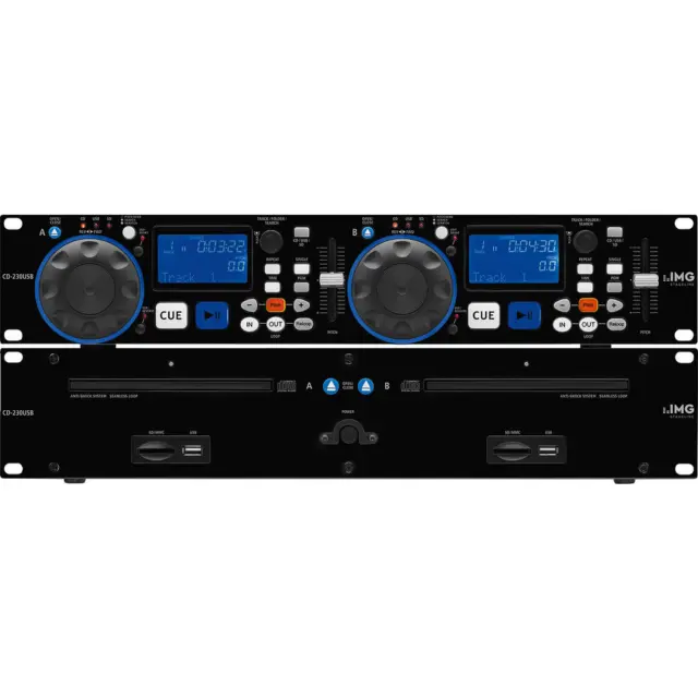 IMG Stageline CD-230USB Dual CD Player DJ Disco Rack Sound Audio