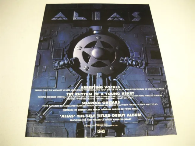 ALIAS Arresting Vocals/Soaring Guitars the DEBUT original 1990 Promo Display Ad
