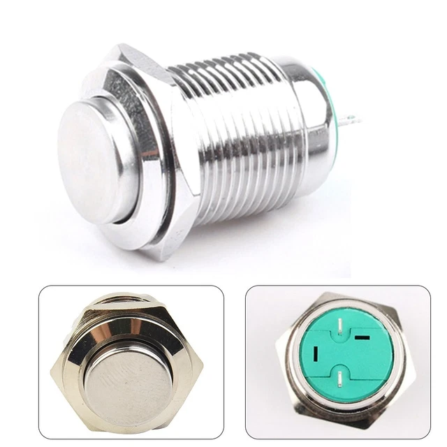 12V 16mm Metalwaterproof Bouton Poussoir Auto-Verrouillage Sur/Off Horn Switch