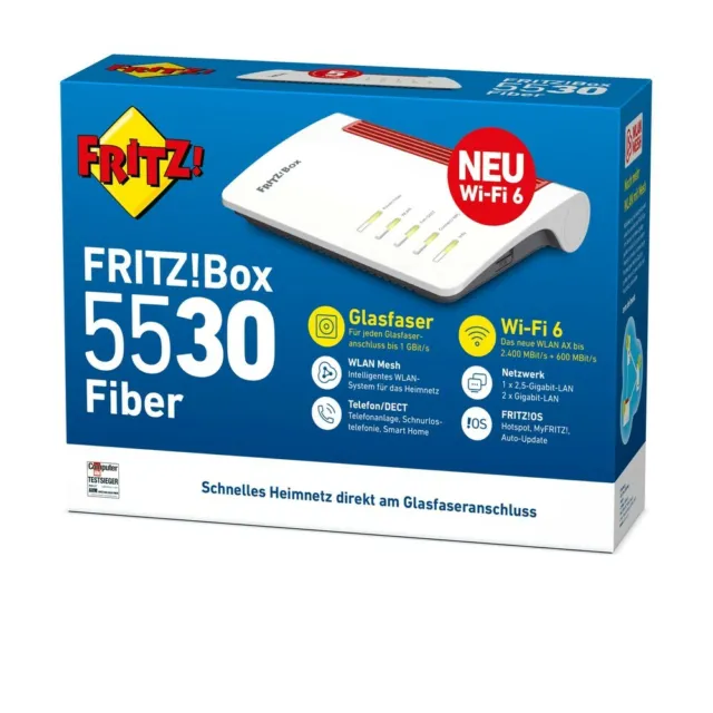 AVM FRITZ!BOX 5530 router in fibra Wi-Fi 6 controllo genitori porta LAN 2,5 Gigabit 7