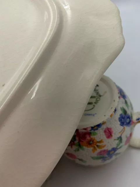 Royal Winton Grimwades OLD COTTAGE CHINTZ Sugar Bowl Creamer Tray Vintage 12