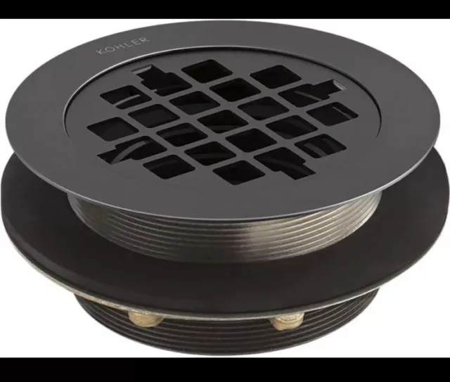 Drenaje de ducha redondo Kohler 9132-BL para usar con tubería de plástico, negro mate