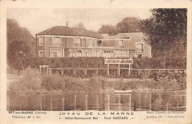 Cpa 94 Bry Sur Marne Hotel Bar Restaurant Joyau De La Marne Paul Bastard